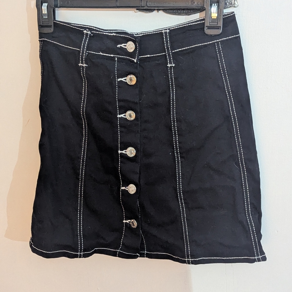 Forever 21 Black Mini Skirt with Button Detail